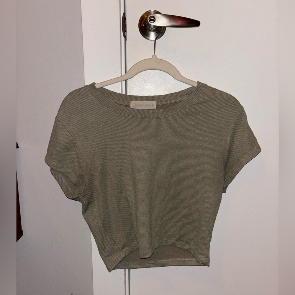 Ocean Drive- Sage Green Crop Top